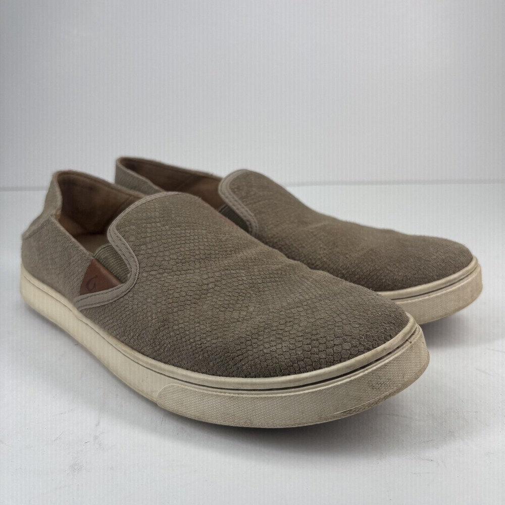 Olukai‎ Pehuea Women's US 8 Taupe Snake-Embossed Leather Slip-On Loafer Shoes - Picture 13 of 16